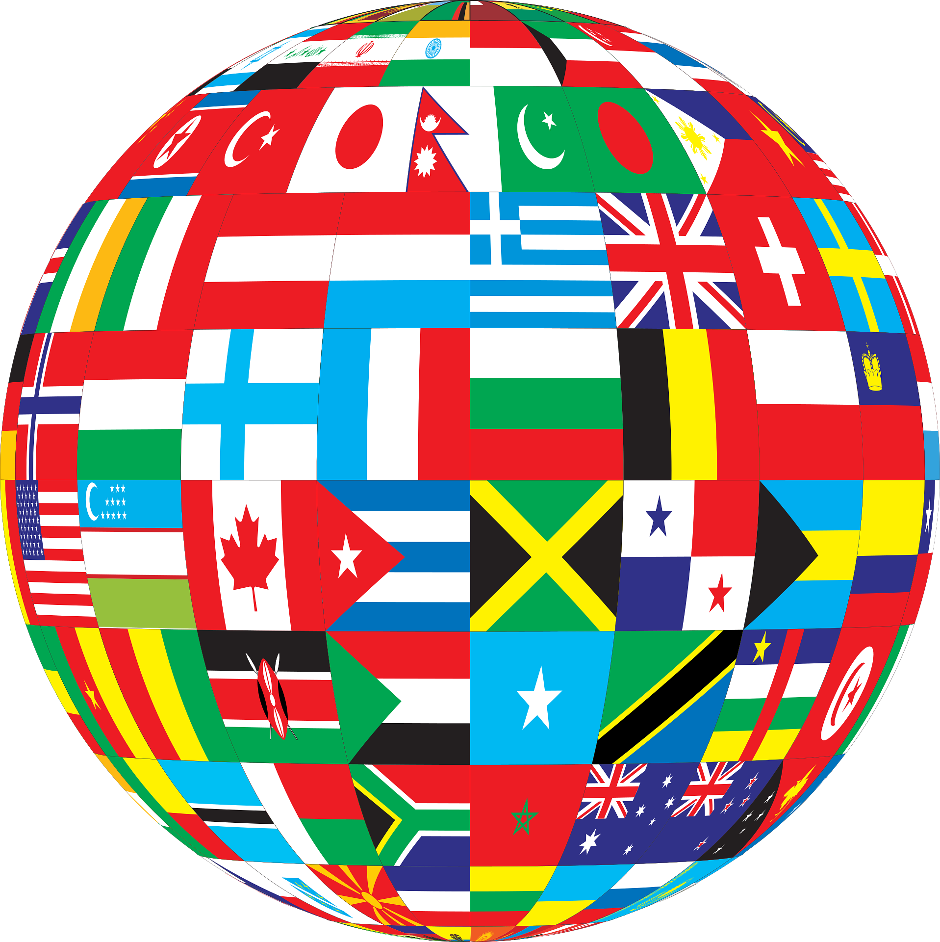 Country Flags in a Globe