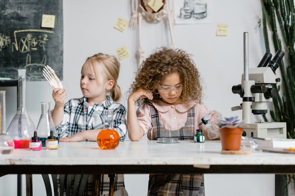 Girls Experimenting with Chemicals